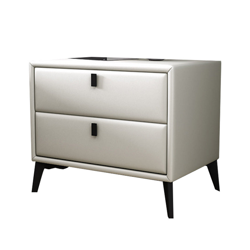 Leather Top Nightstand with 4 Legs Glam Night Table with Drawer Clearhalo 'Bedroom Furniture' 'furn' 'furn_night_stand' 'Furniture' 'night_stand' 'Nightstands' 5489763