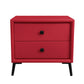 Leather Top Nightstand with 4 Legs Glam Night Table with Drawer Red Clearhalo 'Bedroom Furniture' 'furn' 'furn_night_stand' 'Furniture' 'night_stand' 'Nightstands' 5489767