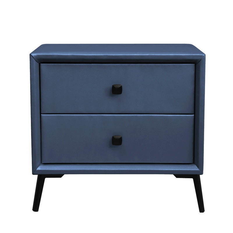 Leather Top Nightstand with 4 Legs Glam Night Table with Drawer Blue Clearhalo 'Bedroom Furniture' 'furn' 'furn_night_stand' 'Furniture' 'night_stand' 'Nightstands' 5489771
