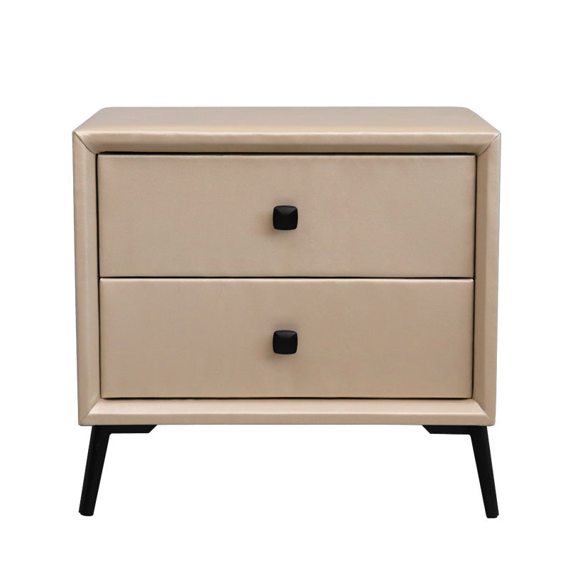 Leather Top Nightstand with 4 Legs Glam Night Table with Drawer Champagne Clearhalo 'Bedroom Furniture' 'furn' 'furn_night_stand' 'Furniture' 'night_stand' 'Nightstands' 5489775