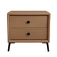 Leather Top Nightstand with 4 Legs Glam Night Table with Drawer Khaki Clearhalo 'Bedroom Furniture' 'furn' 'furn_night_stand' 'Furniture' 'night_stand' 'Nightstands' 5489776