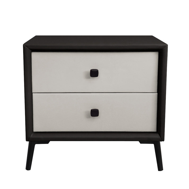 Leather Top Nightstand with 4 Legs Glam Night Table with Drawer Black-White Clearhalo 'Bedroom Furniture' 'furn' 'furn_night_stand' 'Furniture' 'night_stand' 'Nightstands' 5489777