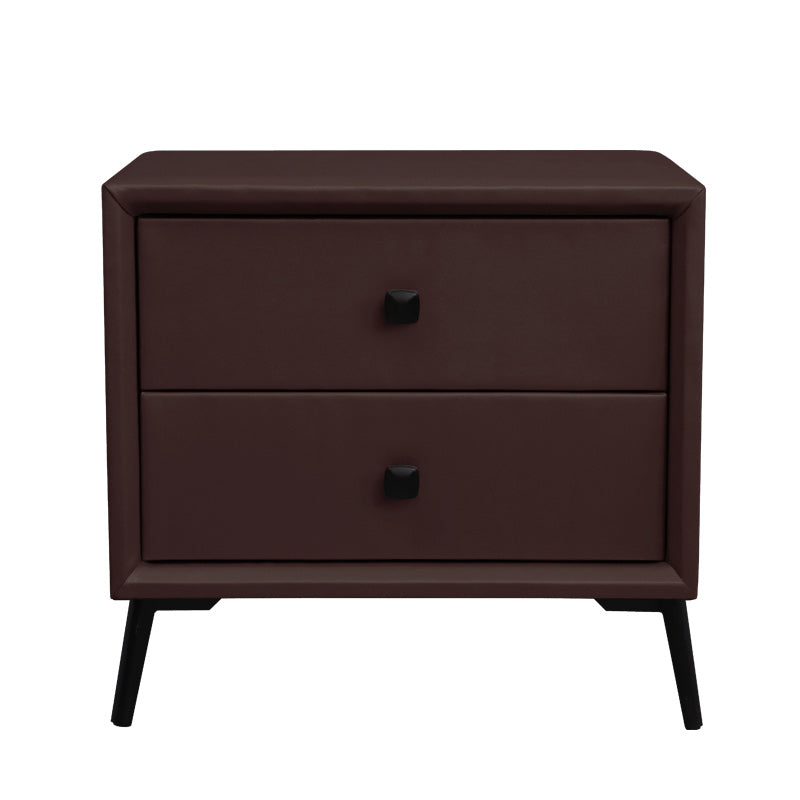 Leather Top Nightstand with 4 Legs Glam Night Table with Drawer Dark Coffee Clearhalo 'Bedroom Furniture' 'furn' 'furn_night_stand' 'Furniture' 'night_stand' 'Nightstands' 5489780