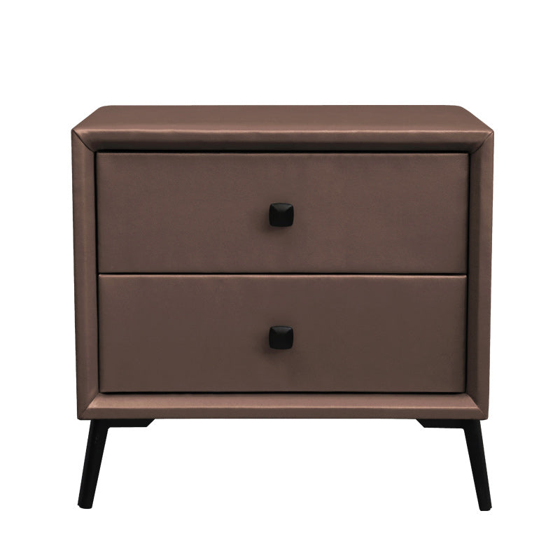 Leather Top Nightstand with 4 Legs Glam Night Table with Drawer Coffee-Gold Clearhalo 'Bedroom Furniture' 'furn' 'furn_night_stand' 'Furniture' 'night_stand' 'Nightstands' 5489782