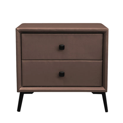 Leather Top Nightstand with 4 Legs Glam Night Table with Drawer Coffee-Gold Clearhalo 'Bedroom Furniture' 'furn' 'furn_night_stand' 'Furniture' 'night_stand' 'Nightstands' 5489782
