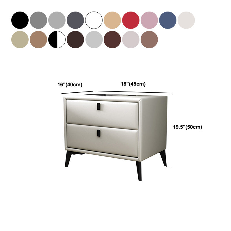 Leather Top Nightstand with 4 Legs Glam Night Table with Drawer Clearhalo 'Bedroom Furniture' 'furn' 'furn_night_stand' 'Furniture' 'night_stand' 'Nightstands' 5489783