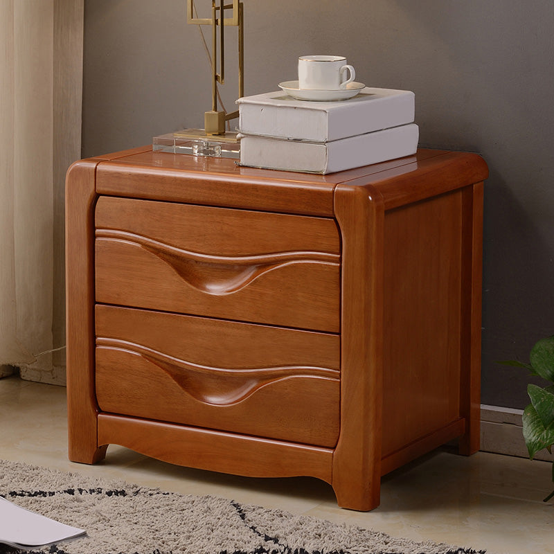 Table de chevet traditionnelle en bois massif de 20 "de haut avec 2 tiroirs