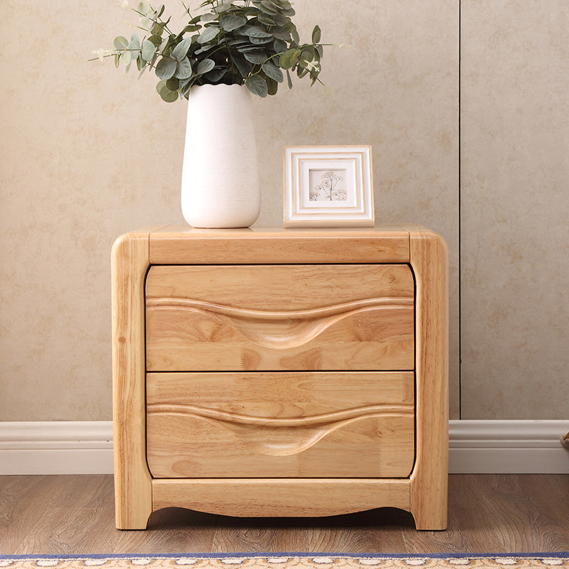 Table de chevet traditionnelle en bois massif de 20 "de haut avec 2 tiroirs