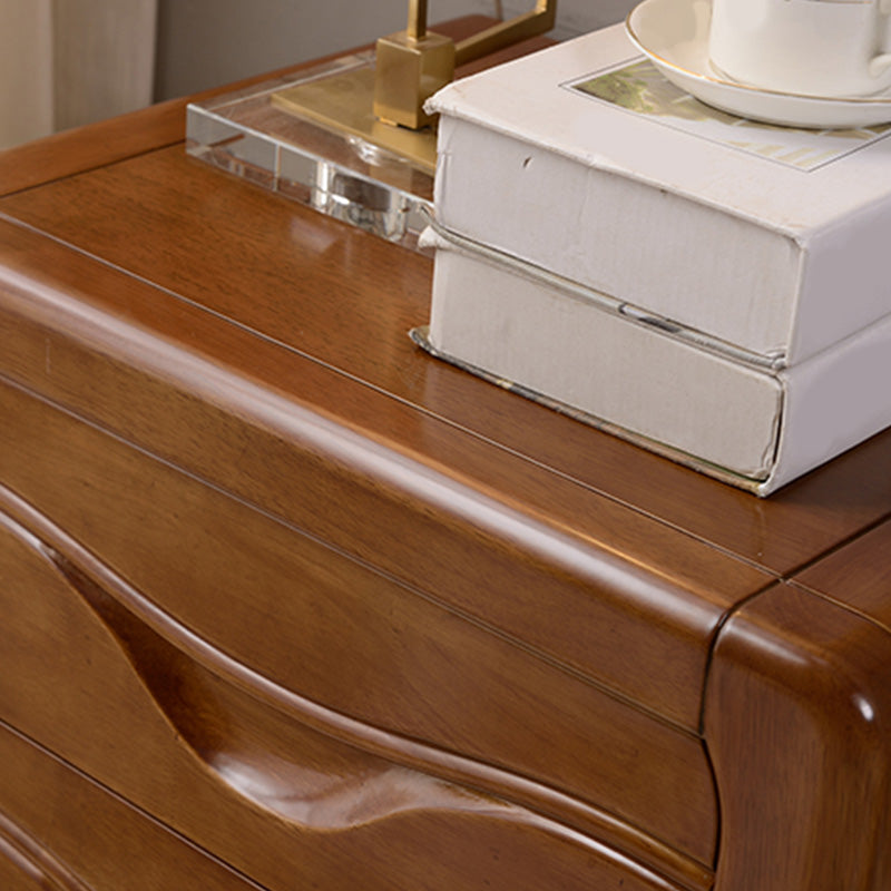 Table de chevet traditionnelle en bois massif de 20 "de haut avec 2 tiroirs