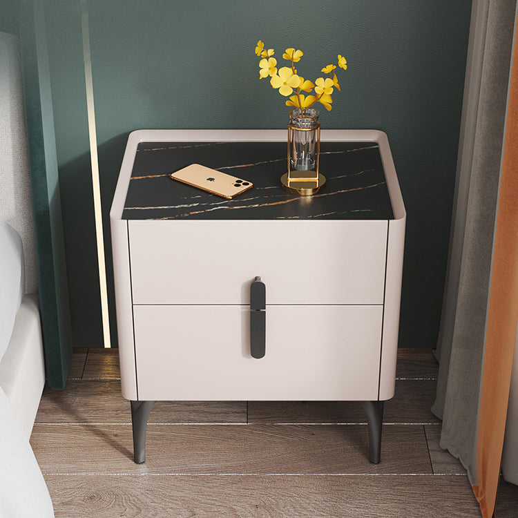 Moderna de piedra de piedra Top Night-Drawer Mesa de noche de 20 pulgadas de altura con piernas