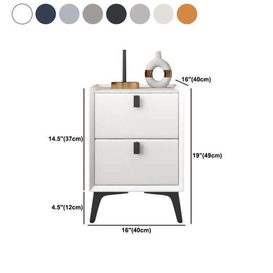 Moderne 20 Zoll hohe Nachttisch 2-Drawer Stora Stone Top Imitation Holz Nachttisch