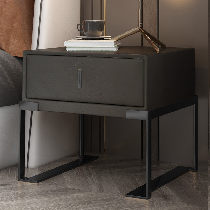 Faux Leder-Nachttisch 1-Zauberer 21 Zoll hohe moderne Beine inklusive Nachttisch enthalten