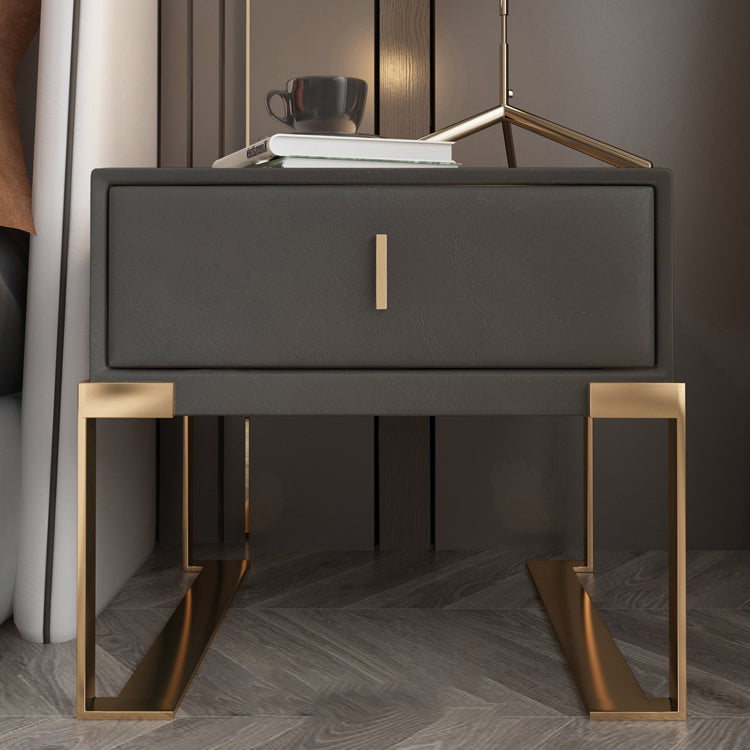 Faux Leder-Nachttisch 1-Zauberer 21 Zoll hohe moderne Beine inklusive Nachttisch enthalten