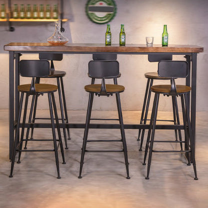 Tavolo da pranzo in legno in legno tavolo da barregle industriale con cavalletto per il negozio di tè al latte