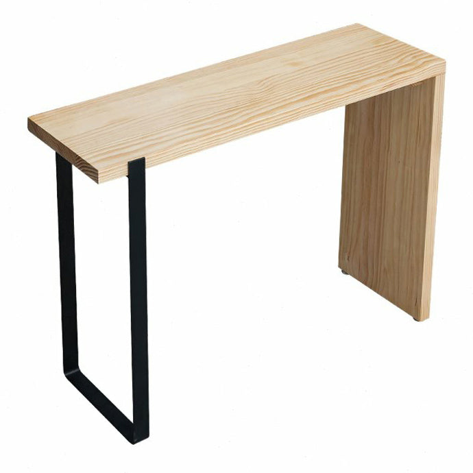 Table de bar rectangulaire avec plateau en bois de pin, table de bistro moderne avec double piédestal