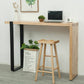 Table de bar rectangulaire avec plateau en bois de pin, table de bistro moderne avec double piédestal