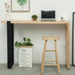Table de bar rectangulaire avec plateau en bois de pin, table de bistro moderne avec double piédestal