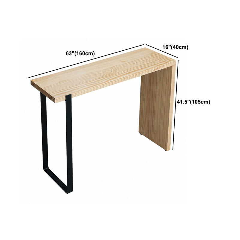 Table de bar rectangulaire avec plateau en bois de pin, table de bistro moderne avec double piédestal