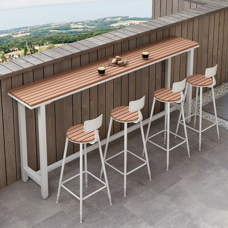 Artificial Wood Bar Dining Table Modern Rectangle Bar Table with Trestle for Balcony White Without Chairs Clearhalo 'Bar Furniture' 'Bar Tables' 'bar_tables' 'furn' 'furn_bar_tables' 'Furniture' 'Kitchen & Dining Furniture' 5490184