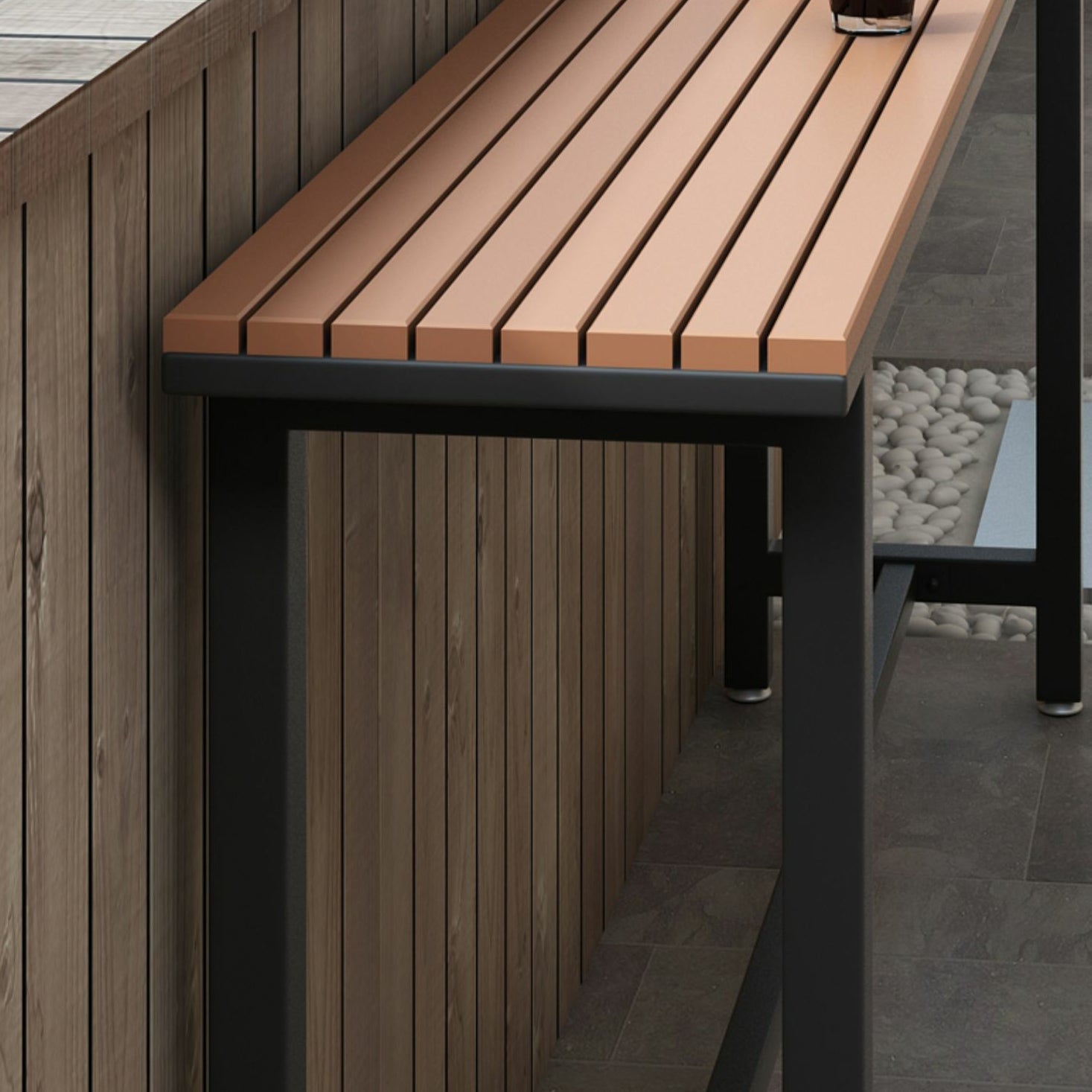 Artificial Wood Bar Dining Table Modern Rectangle Bar Table with Trestle for Balcony Clearhalo 'Bar Furniture' 'Bar Tables' 'bar_tables' 'furn' 'furn_bar_tables' 'Furniture' 'Kitchen & Dining Furniture' 5490189