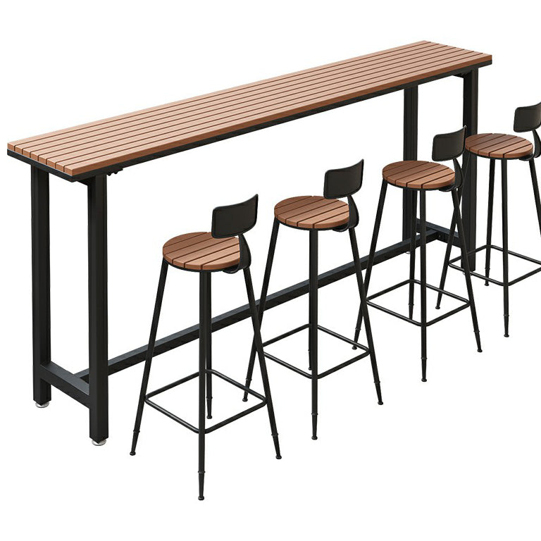 Artificial Wood Bar Dining Table Modern Rectangle Bar Table with Trestle for Balcony Clearhalo 'Bar Furniture' 'Bar Tables' 'bar_tables' 'furn' 'furn_bar_tables' 'Furniture' 'Kitchen & Dining Furniture' 5490191