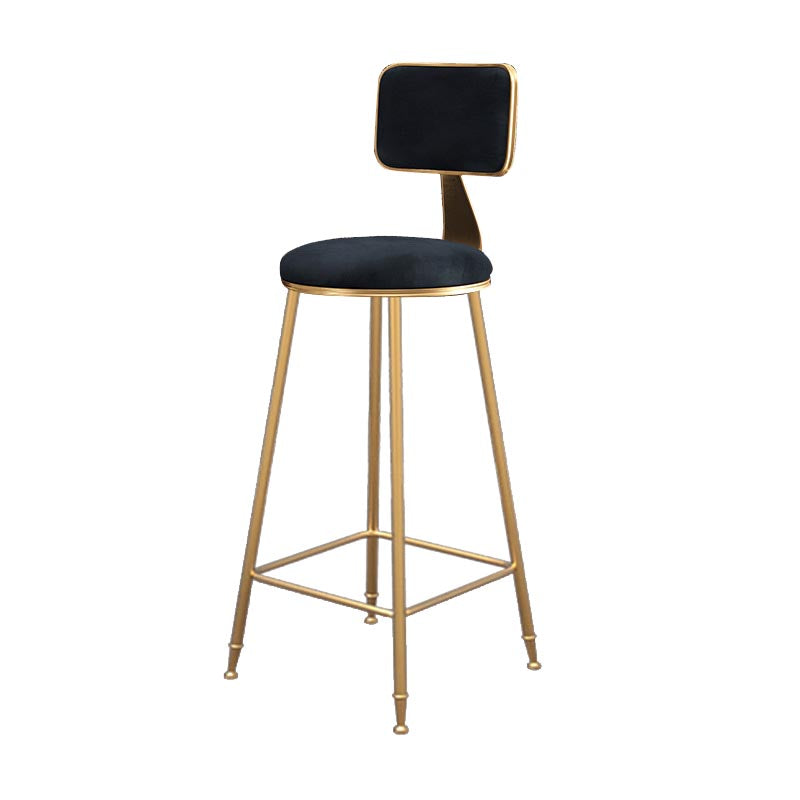 Glam Metal Barstool Velvet Gold Furniture in Matte Finish for Indoor Black 1 Piece Bar Stool(30"H) Clearhalo 'Bar Furniture' 'Bar Stools' 'bar_stools' 'furn' 'furn_bar_stools' 'Furniture' 'Kitchen & Dining Furniture' 5490321