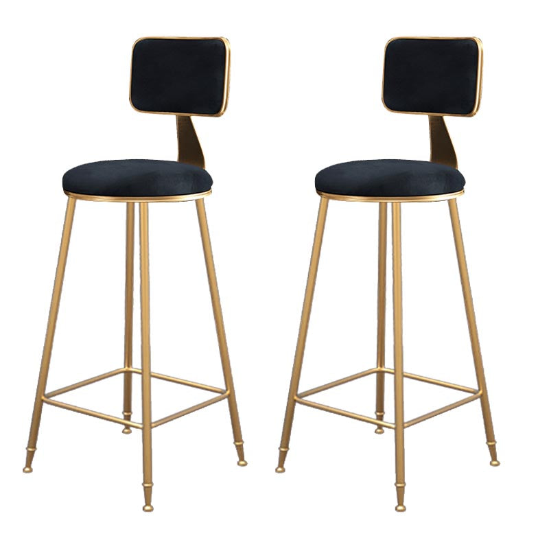 Glam Metal Barstool Velvet Gold Furniture in Matte Finish for Indoor Black 2 Piece Set Bar Stool(30"H) Clearhalo 'Bar Furniture' 'Bar Stools' 'bar_stools' 'furn' 'furn_bar_stools' 'Furniture' 'Kitchen & Dining Furniture' 5490322