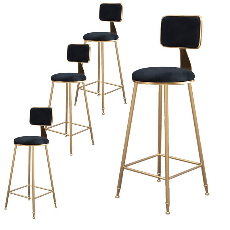 Glam Metal Barstool Velvet Gold Furniture in Matte Finish for Indoor Black 4 Piece Set Bar Stool(30"H) Clearhalo 'Bar Furniture' 'Bar Stools' 'bar_stools' 'furn' 'furn_bar_stools' 'Furniture' 'Kitchen & Dining Furniture' 5490325
