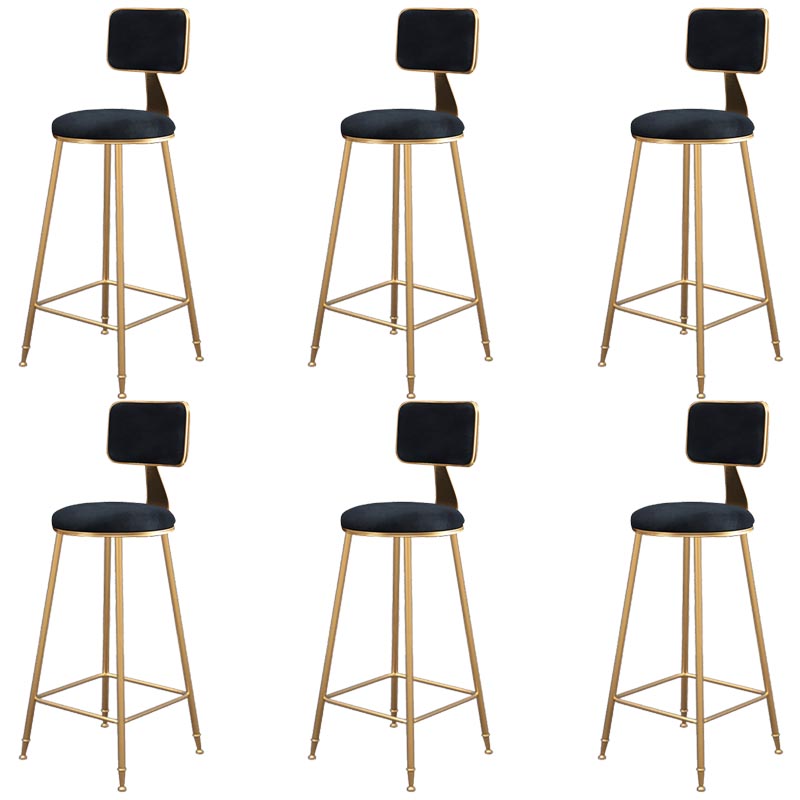 Glam Metal Barstool Velvet Gold Furniture in Matte Finish for Indoor Black 6 Piece Set Bar Stool(30"H) Clearhalo 'Bar Furniture' 'Bar Stools' 'bar_stools' 'furn' 'furn_bar_stools' 'Furniture' 'Kitchen & Dining Furniture' 5490326