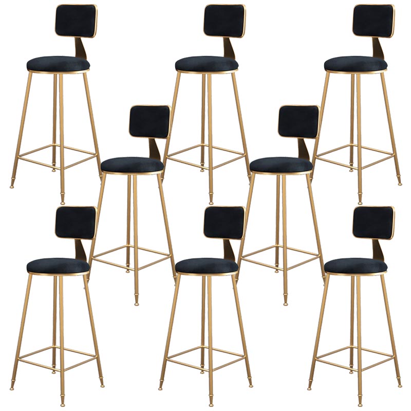 Glam Metal Barstool Velvet Gold Furniture in Matte Finish for Indoor Black 8 Piece Set Bar Stool(30"H) Clearhalo 'Bar Furniture' 'Bar Stools' 'bar_stools' 'furn' 'furn_bar_stools' 'Furniture' 'Kitchen & Dining Furniture' 5490328