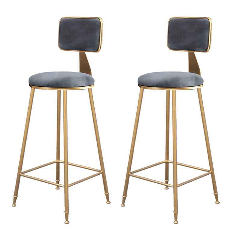 Glam Metal Barstool Velvet Gold Furniture in Matte Finish for Indoor Grey 2 Piece Set Bar Stool(30"H) Clearhalo 'Bar Furniture' 'Bar Stools' 'bar_stools' 'furn' 'furn_bar_stools' 'Furniture' 'Kitchen & Dining Furniture' 5490332