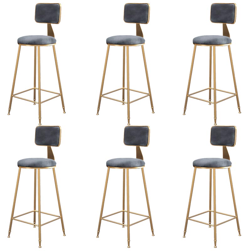 Glam Metal Barstool Velvet Gold Furniture in Matte Finish for Indoor Grey 6 Piece Set Bar Stool(30"H) Clearhalo 'Bar Furniture' 'Bar Stools' 'bar_stools' 'furn' 'furn_bar_stools' 'Furniture' 'Kitchen & Dining Furniture' 5490337