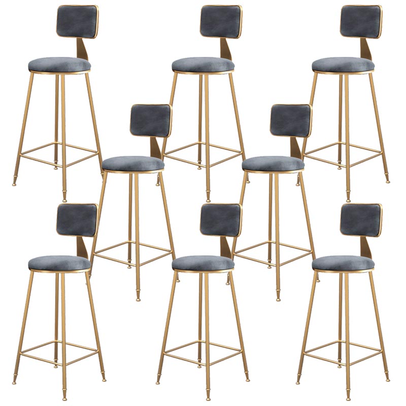 Glam Metal Barstool Velvet Gold Furniture in Matte Finish for Indoor Grey 8 Piece Set Bar Stool(30"H) Clearhalo 'Bar Furniture' 'Bar Stools' 'bar_stools' 'furn' 'furn_bar_stools' 'Furniture' 'Kitchen & Dining Furniture' 5490339