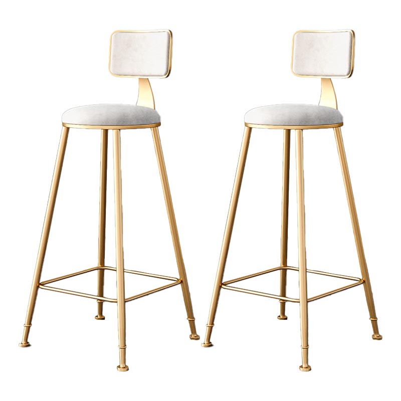 Glam Metal Barstool Velvet Gold Furniture in Matte Finish for Indoor White 2 Piece Set Bar Stool(30"H) Clearhalo 'Bar Furniture' 'Bar Stools' 'bar_stools' 'furn' 'furn_bar_stools' 'Furniture' 'Kitchen & Dining Furniture' 5490342