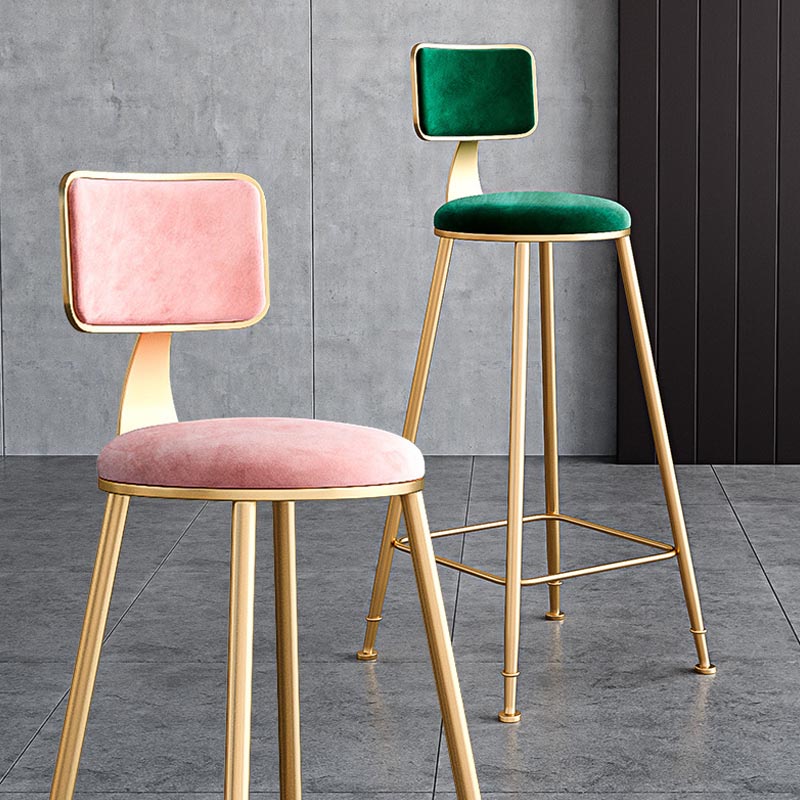 Glam Metal Barstool Velvet Gold Furniture in Matte Finish for Indoor Clearhalo 'Bar Furniture' 'Bar Stools' 'bar_stools' 'furn' 'furn_bar_stools' 'Furniture' 'Kitchen & Dining Furniture' 5490345