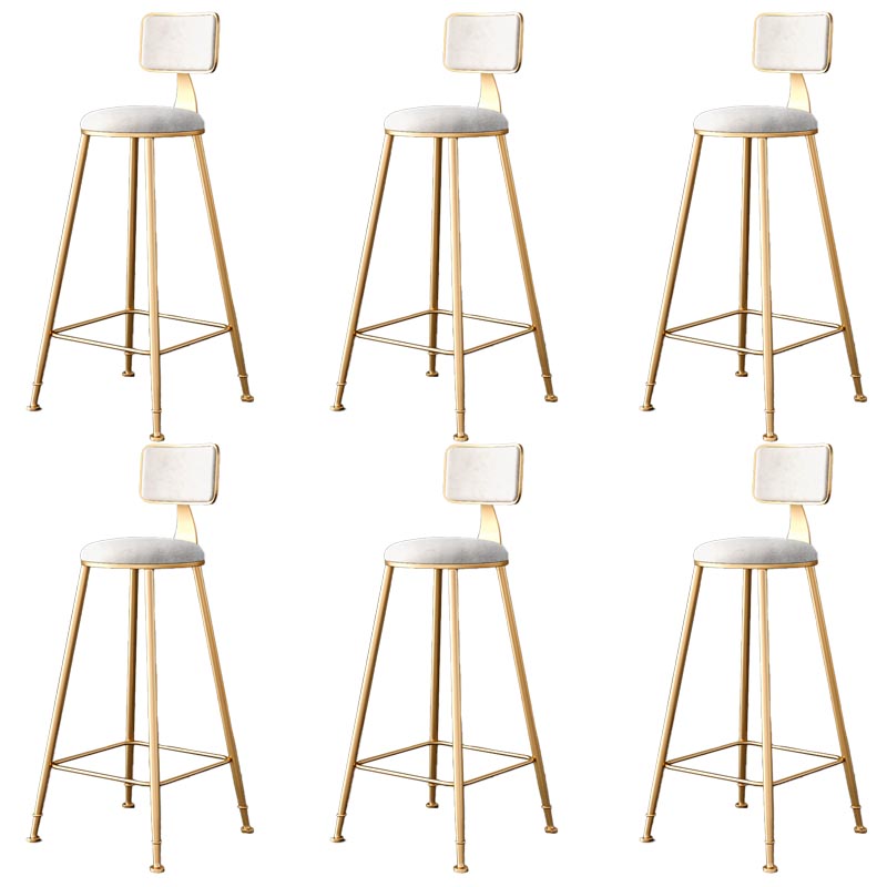 Glam Metal Barstool Velvet Gold Furniture in Matte Finish for Indoor White 6 Piece Set Bar Stool(30"H) Clearhalo 'Bar Furniture' 'Bar Stools' 'bar_stools' 'furn' 'furn_bar_stools' 'Furniture' 'Kitchen & Dining Furniture' 5490346