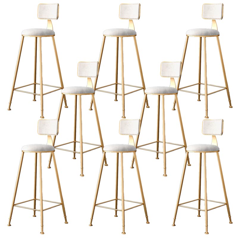 Glam Metal Barstool Velvet Gold Furniture in Matte Finish for Indoor White 8 Piece Set Bar Stool(30"H) Clearhalo 'Bar Furniture' 'Bar Stools' 'bar_stools' 'furn' 'furn_bar_stools' 'Furniture' 'Kitchen & Dining Furniture' 5490348
