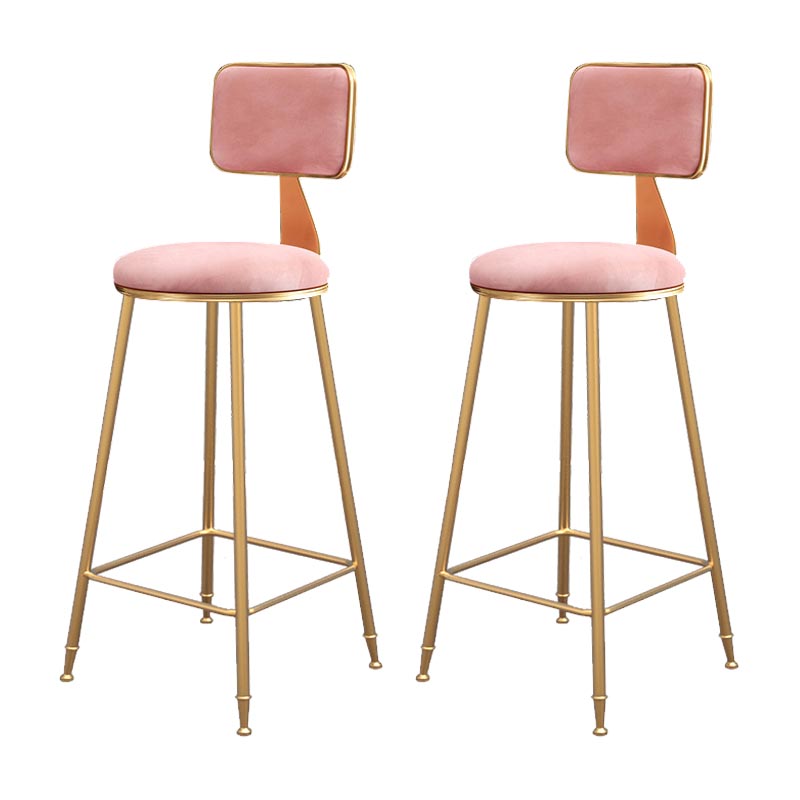 Glam Metal Barstool Velvet Gold Furniture in Matte Finish for Indoor Pink 2 Piece Set Bar Stool(30"H) Clearhalo 'Bar Furniture' 'Bar Stools' 'bar_stools' 'furn' 'furn_bar_stools' 'Furniture' 'Kitchen & Dining Furniture' 5490350