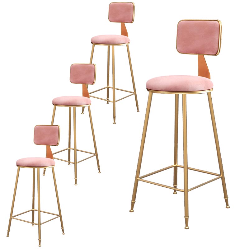 Glam Metal Barstool Velvet Gold Furniture in Matte Finish for Indoor Pink 4 Piece Set Bar Stool(30"H) Clearhalo 'Bar Furniture' 'Bar Stools' 'bar_stools' 'furn' 'furn_bar_stools' 'Furniture' 'Kitchen & Dining Furniture' 5490351