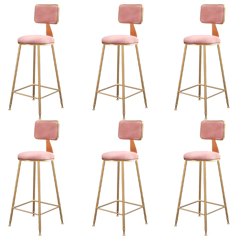 Glam Metal Barstool Velvet Gold Furniture in Matte Finish for Indoor Pink 6 Piece Set Bar Stool(30"H) Clearhalo 'Bar Furniture' 'Bar Stools' 'bar_stools' 'furn' 'furn_bar_stools' 'Furniture' 'Kitchen & Dining Furniture' 5490352