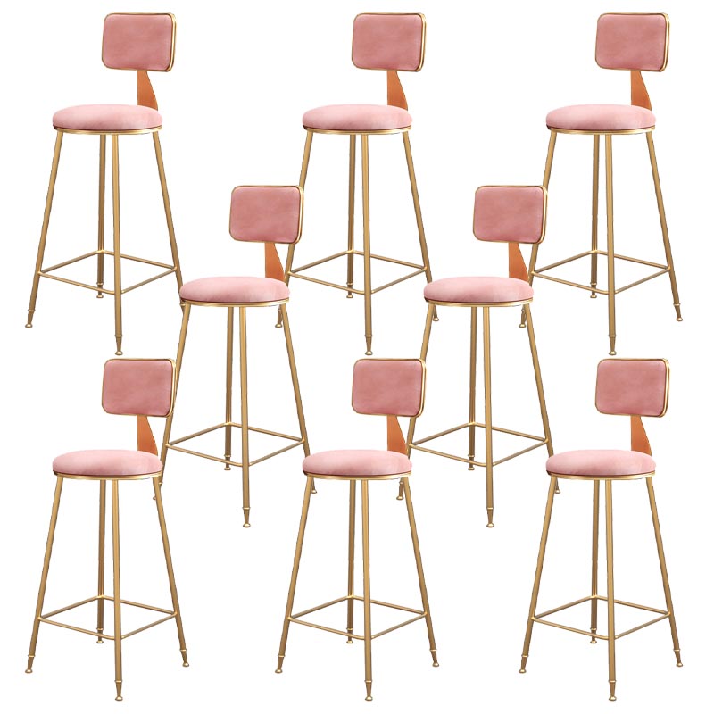 Glam Metal Barstool Velvet Gold Furniture in Matte Finish for Indoor Pink 8 Piece Set Bar Stool(30"H) Clearhalo 'Bar Furniture' 'Bar Stools' 'bar_stools' 'furn' 'furn_bar_stools' 'Furniture' 'Kitchen & Dining Furniture' 5490353