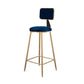 Glam Metal Barstool Velvet Gold Furniture in Matte Finish for Indoor Blue 1 Piece Bar Stool(30"H) Clearhalo 'Bar Furniture' 'Bar Stools' 'bar_stools' 'furn' 'furn_bar_stools' 'Furniture' 'Kitchen & Dining Furniture' 5490354