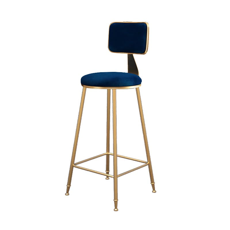 Glam Metal Barstool Velvet Gold Furniture in Matte Finish for Indoor Blue 1 Piece Bar Stool(30"H) Clearhalo 'Bar Furniture' 'Bar Stools' 'bar_stools' 'furn' 'furn_bar_stools' 'Furniture' 'Kitchen & Dining Furniture' 5490354