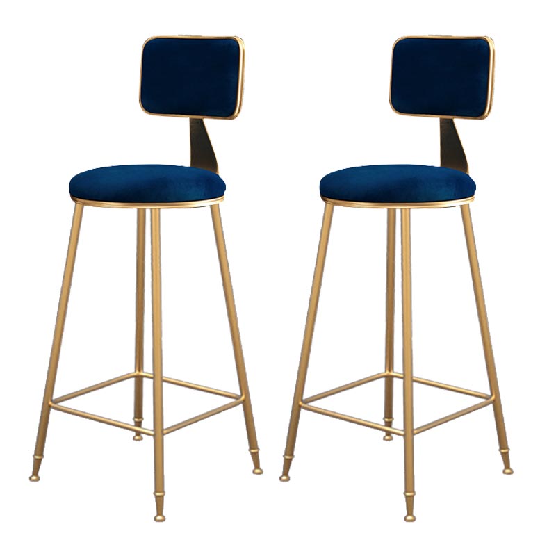 Glam Metal Barstool Velvet Gold Furniture in Matte Finish for Indoor Blue 2 Piece Set Bar Stool(30"H) Clearhalo 'Bar Furniture' 'Bar Stools' 'bar_stools' 'furn' 'furn_bar_stools' 'Furniture' 'Kitchen & Dining Furniture' 5490355