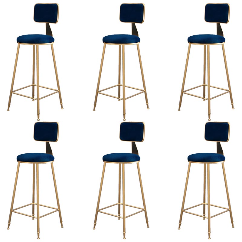 Glam Metal Barstool Velvet Gold Furniture in Matte Finish for Indoor Blue 6 Piece Set Bar Stool(30"H) Clearhalo 'Bar Furniture' 'Bar Stools' 'bar_stools' 'furn' 'furn_bar_stools' 'Furniture' 'Kitchen & Dining Furniture' 5490357