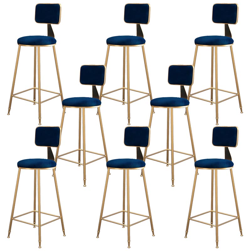 Glam Metal Barstool Velvet Gold Furniture in Matte Finish for Indoor Blue 8 Piece Set Bar Stool(30"H) Clearhalo 'Bar Furniture' 'Bar Stools' 'bar_stools' 'furn' 'furn_bar_stools' 'Furniture' 'Kitchen & Dining Furniture' 5490358