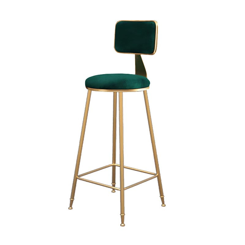 Glam Metal Barstool Velvet Gold Furniture in Matte Finish for Indoor Blackish Green 1 Piece Bar Stool(30"H) Clearhalo 'Bar Furniture' 'Bar Stools' 'bar_stools' 'furn' 'furn_bar_stools' 'Furniture' 'Kitchen & Dining Furniture' 5490359