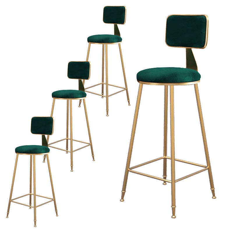 Glam Metal Barstool Velvet Gold Furniture in Matte Finish for Indoor Blackish Green 4 Piece Set Bar Stool(30"H) Clearhalo 'Bar Furniture' 'Bar Stools' 'bar_stools' 'furn' 'furn_bar_stools' 'Furniture' 'Kitchen & Dining Furniture' 5490361