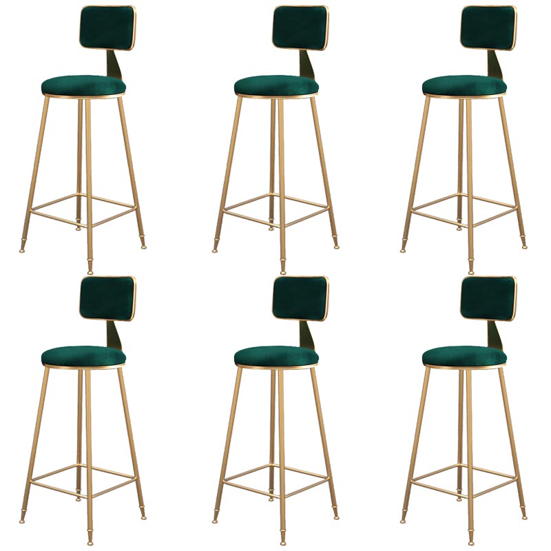Glam Metal Barstool Velvet Gold Furniture in Matte Finish for Indoor Blackish Green 6 Piece Set Bar Stool(30"H) Clearhalo 'Bar Furniture' 'Bar Stools' 'bar_stools' 'furn' 'furn_bar_stools' 'Furniture' 'Kitchen & Dining Furniture' 5490362