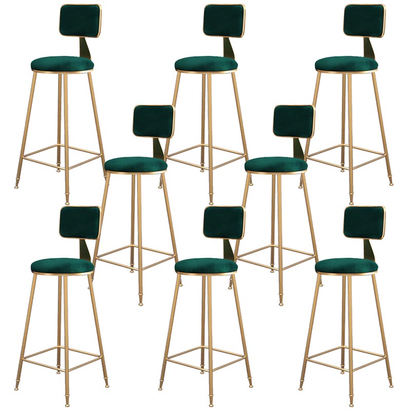 Glam Metal Barstool Velvet Gold Furniture in Matte Finish for Indoor Blackish Green 8 Piece Set Bar Stool(30"H) Clearhalo 'Bar Furniture' 'Bar Stools' 'bar_stools' 'furn' 'furn_bar_stools' 'Furniture' 'Kitchen & Dining Furniture' 5490363